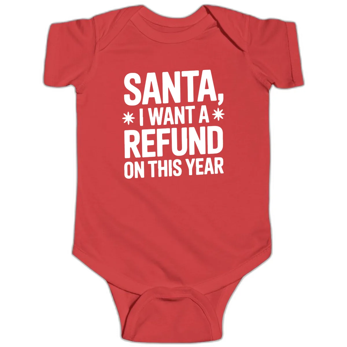 Santa Refund On This Year Baby Onesie in Red
