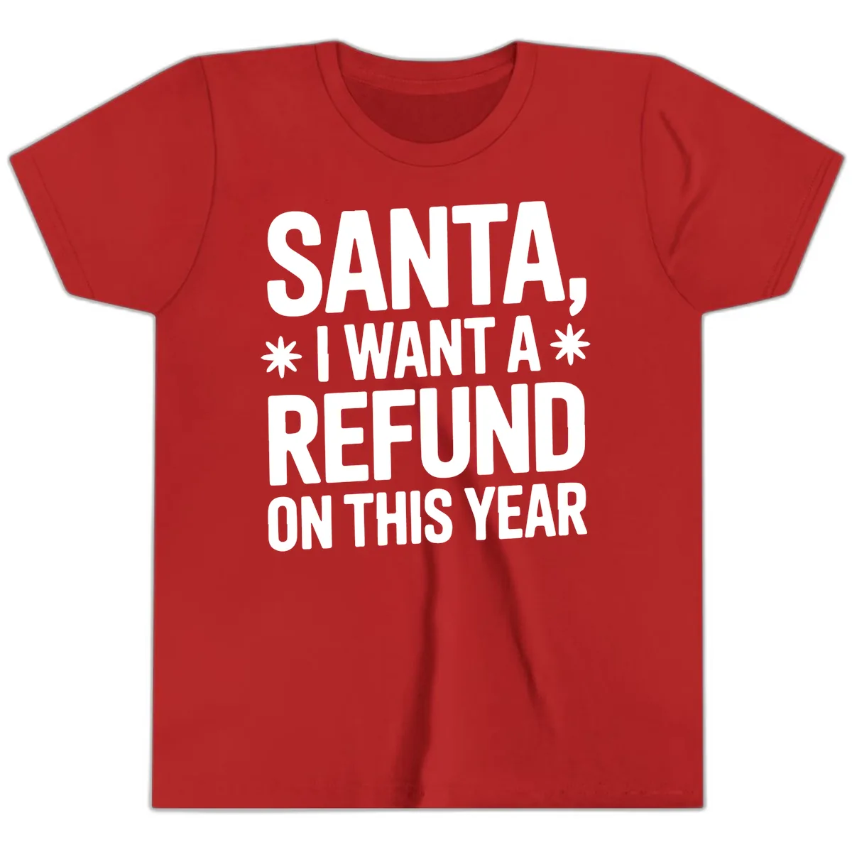 Santa Refund On This Year Youth T-Shirt in Red