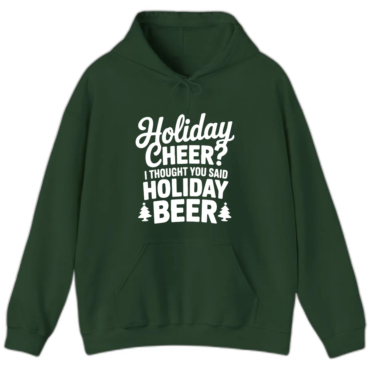 Holiday Beer Pun Graphic Hoodie in Forest Green