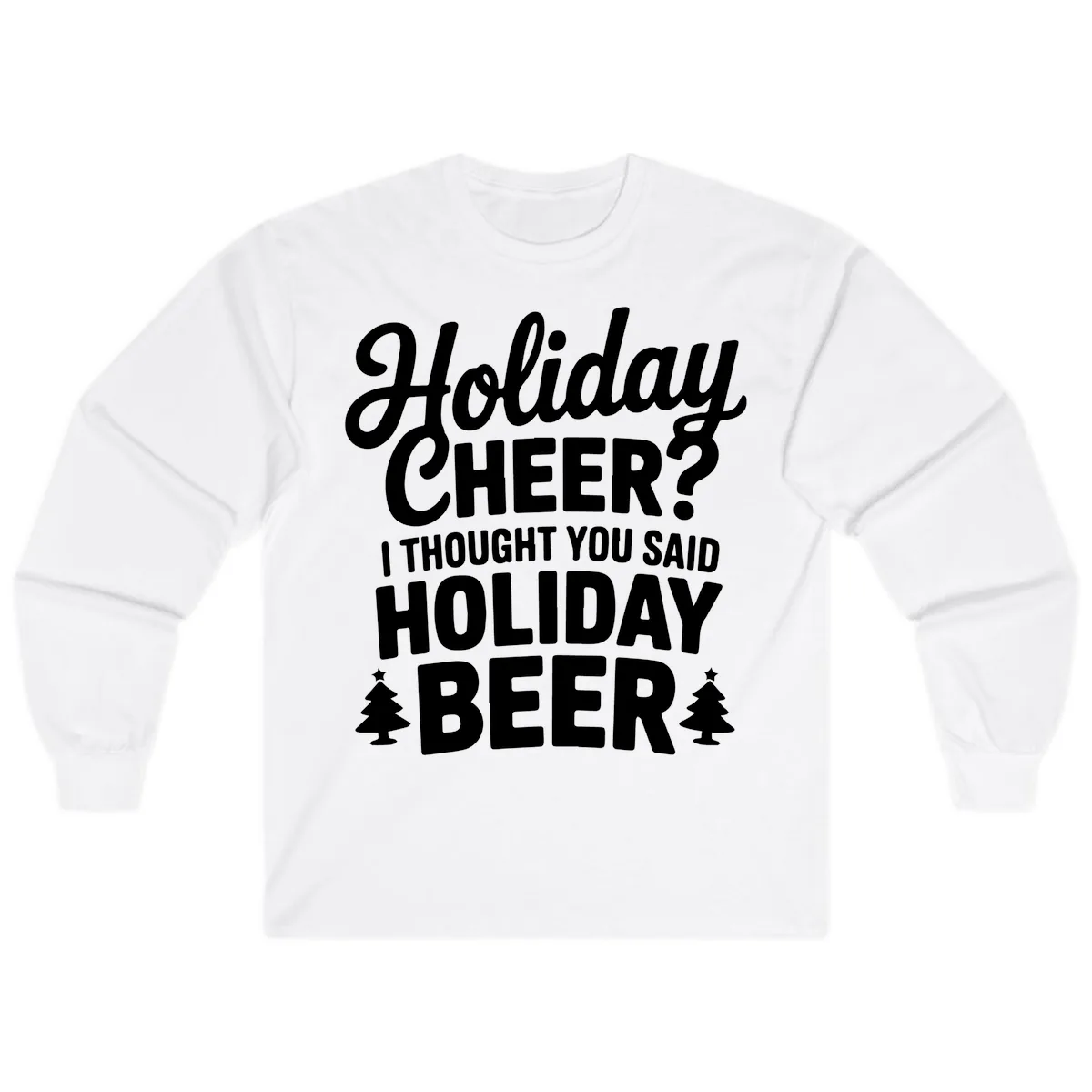 Holiday Beer Pun Graphic Long Sleeve in White