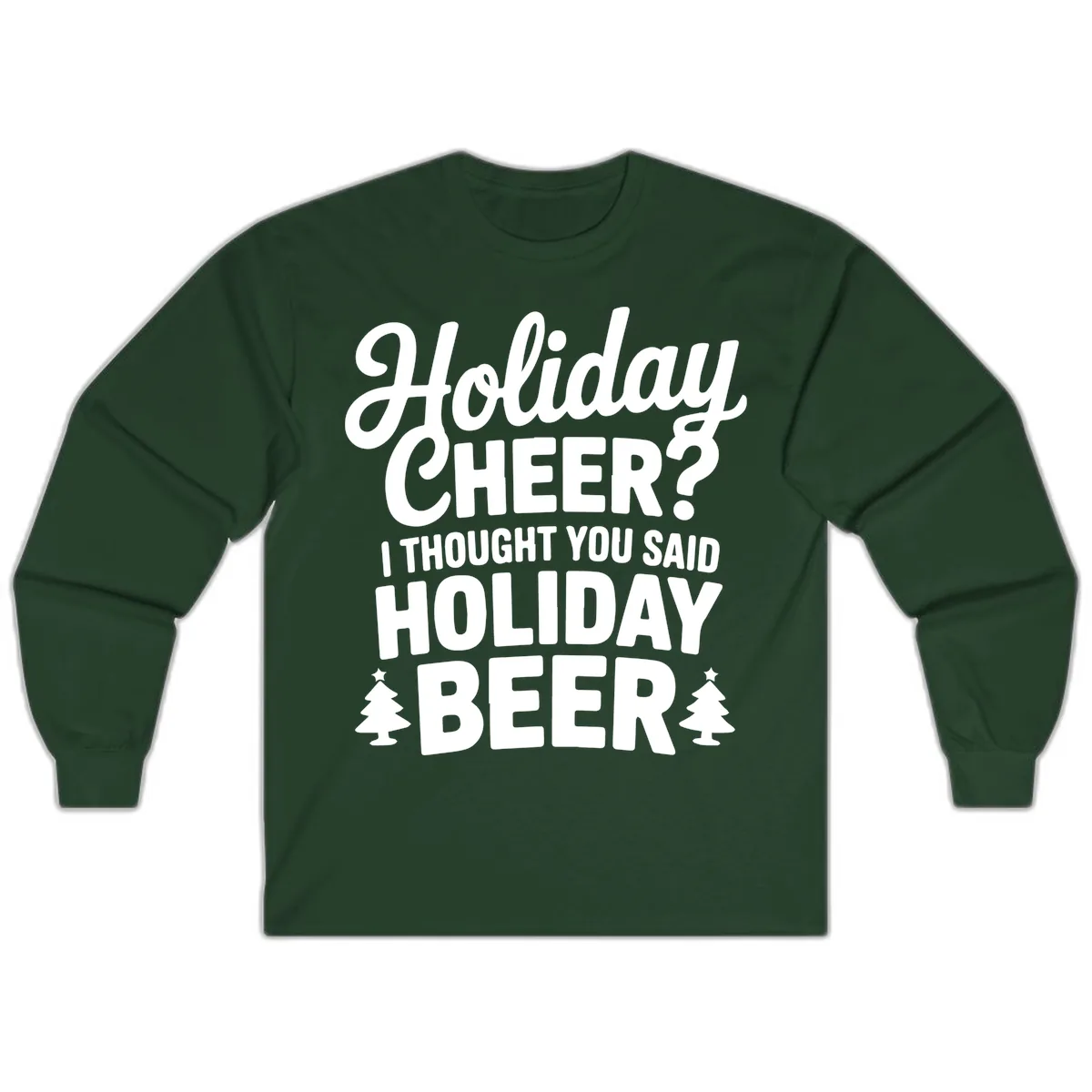 Holiday Beer Pun Graphic Long Sleeve in Forest Green