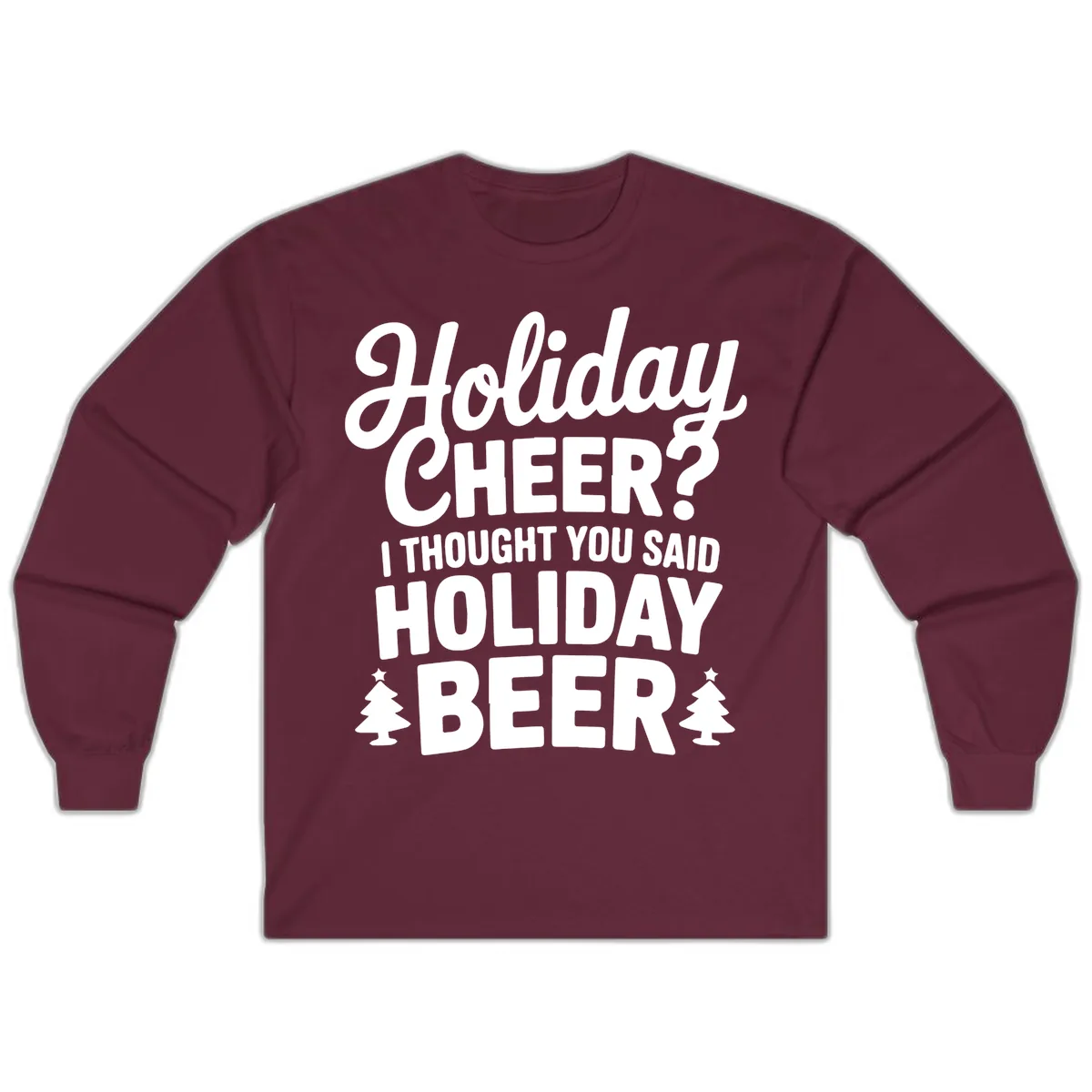 Holiday Beer Pun Graphic Long Sleeve in Maroon