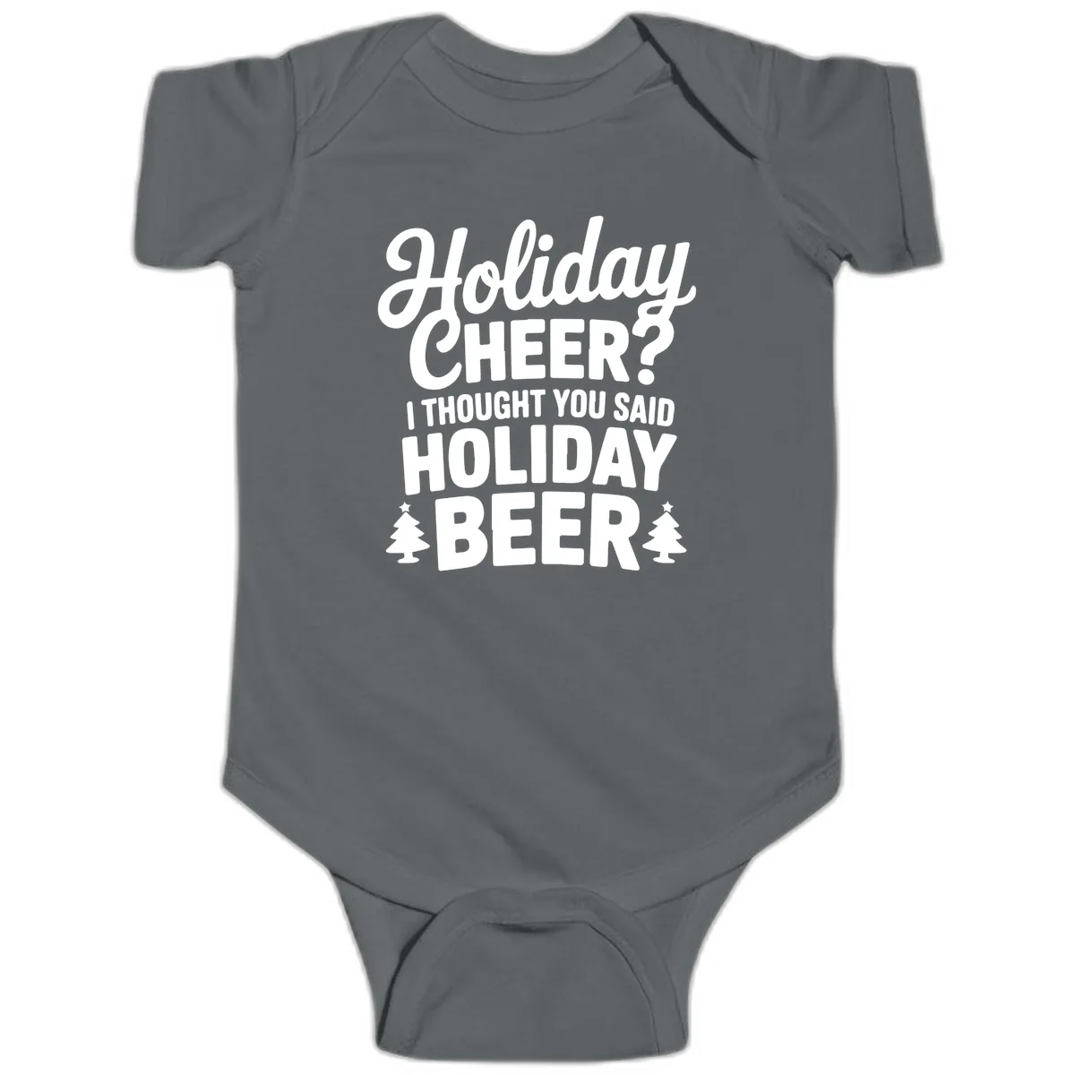 Holiday Beer Pun Graphic Baby Onesie in Charcoal