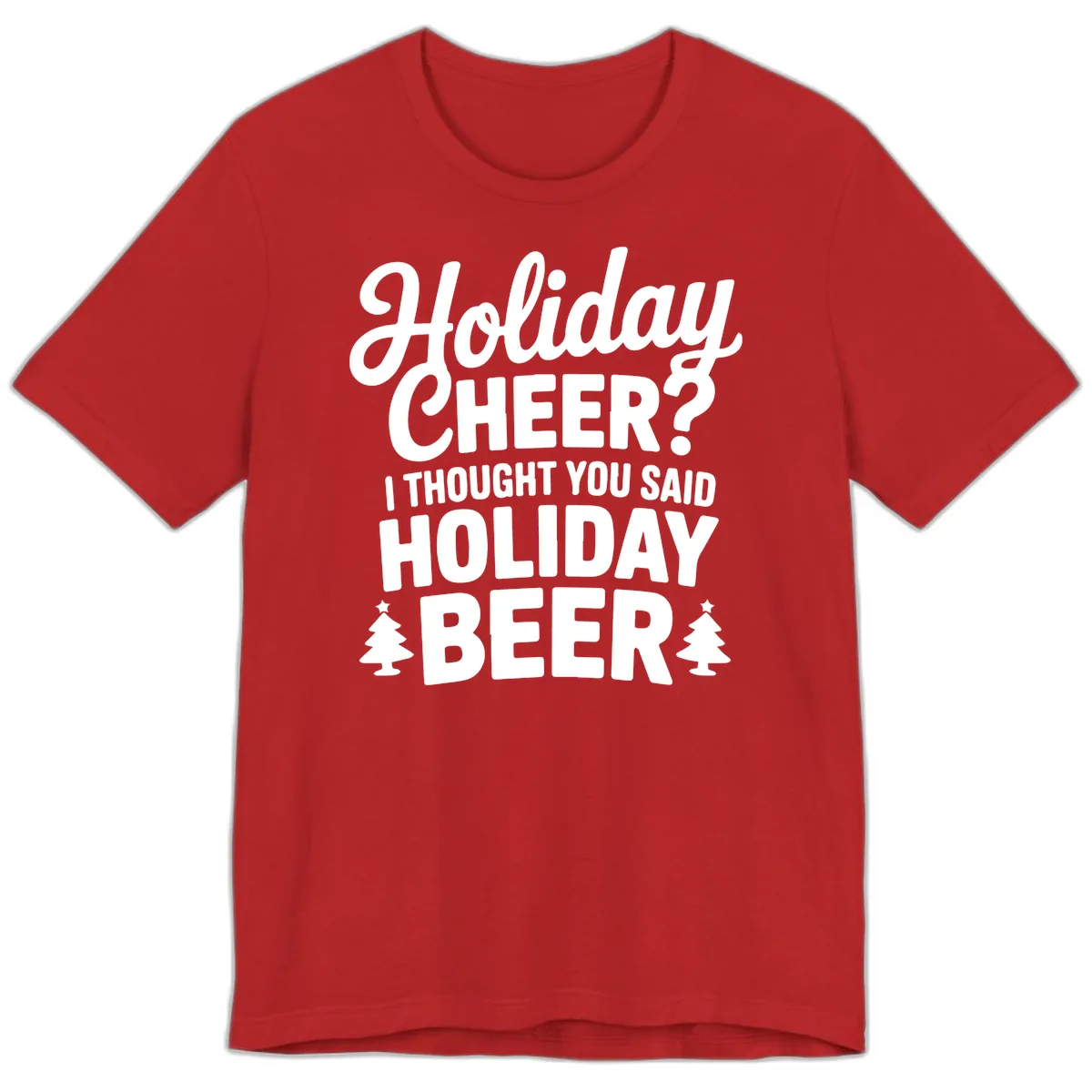 Holiday Beer Pun Graphic Premium T-Shirt in Red
