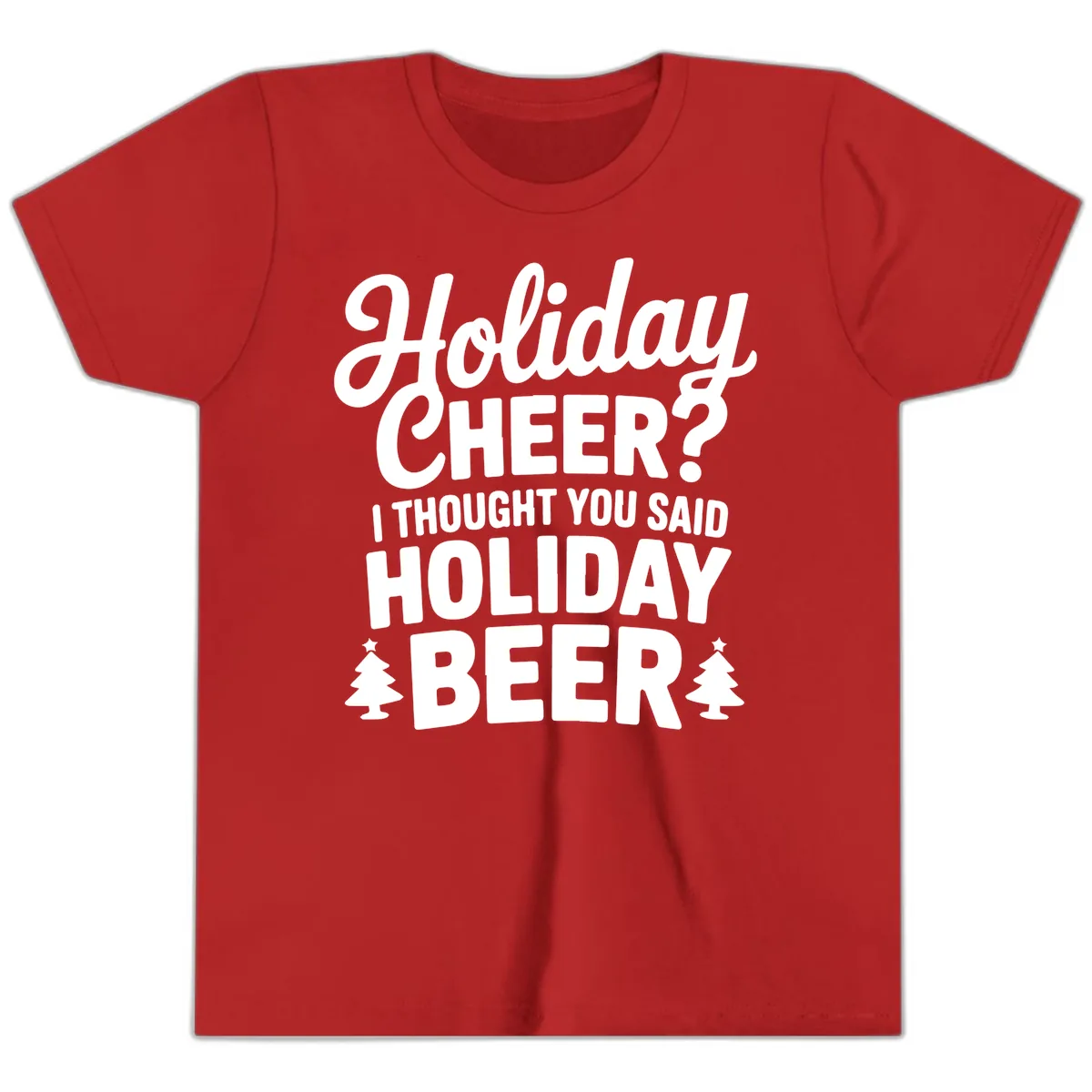 Holiday Beer Pun Graphic Youth T-Shirt in Red