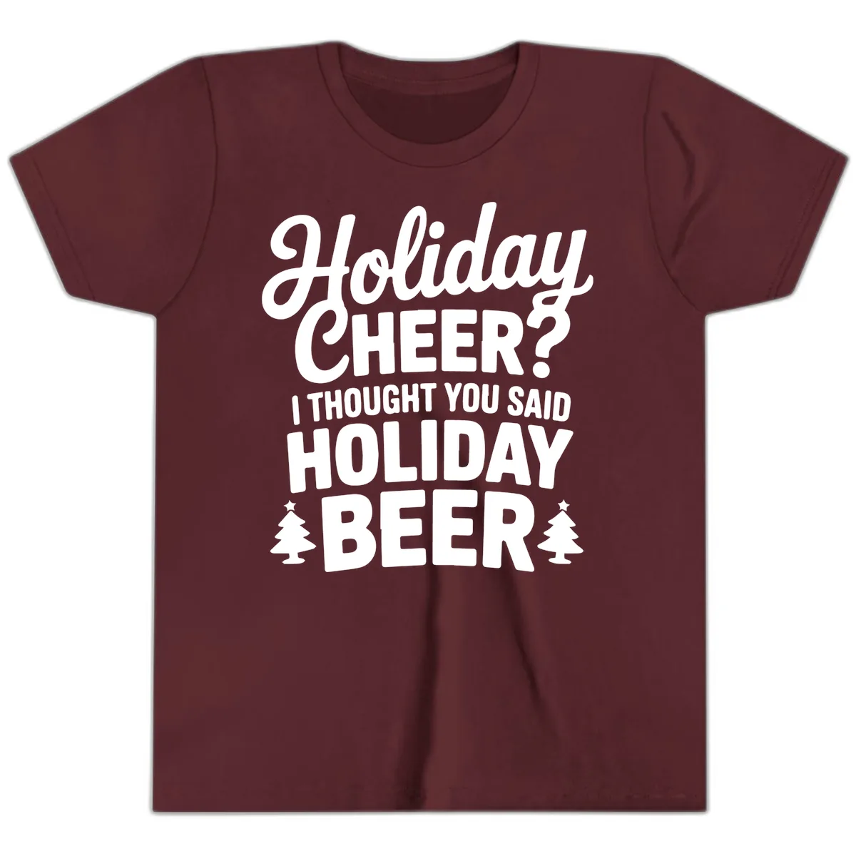 Holiday Beer Pun Graphic Youth T-Shirt in Maroon