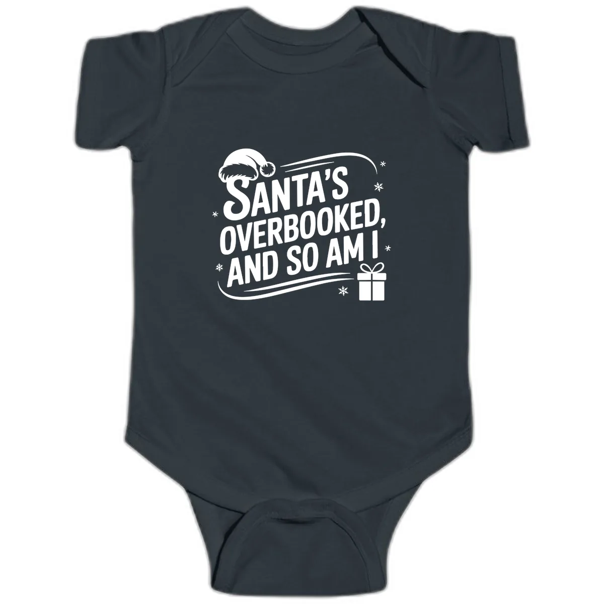 Santa's Overbooked And So Am I Baby Onesie in Black