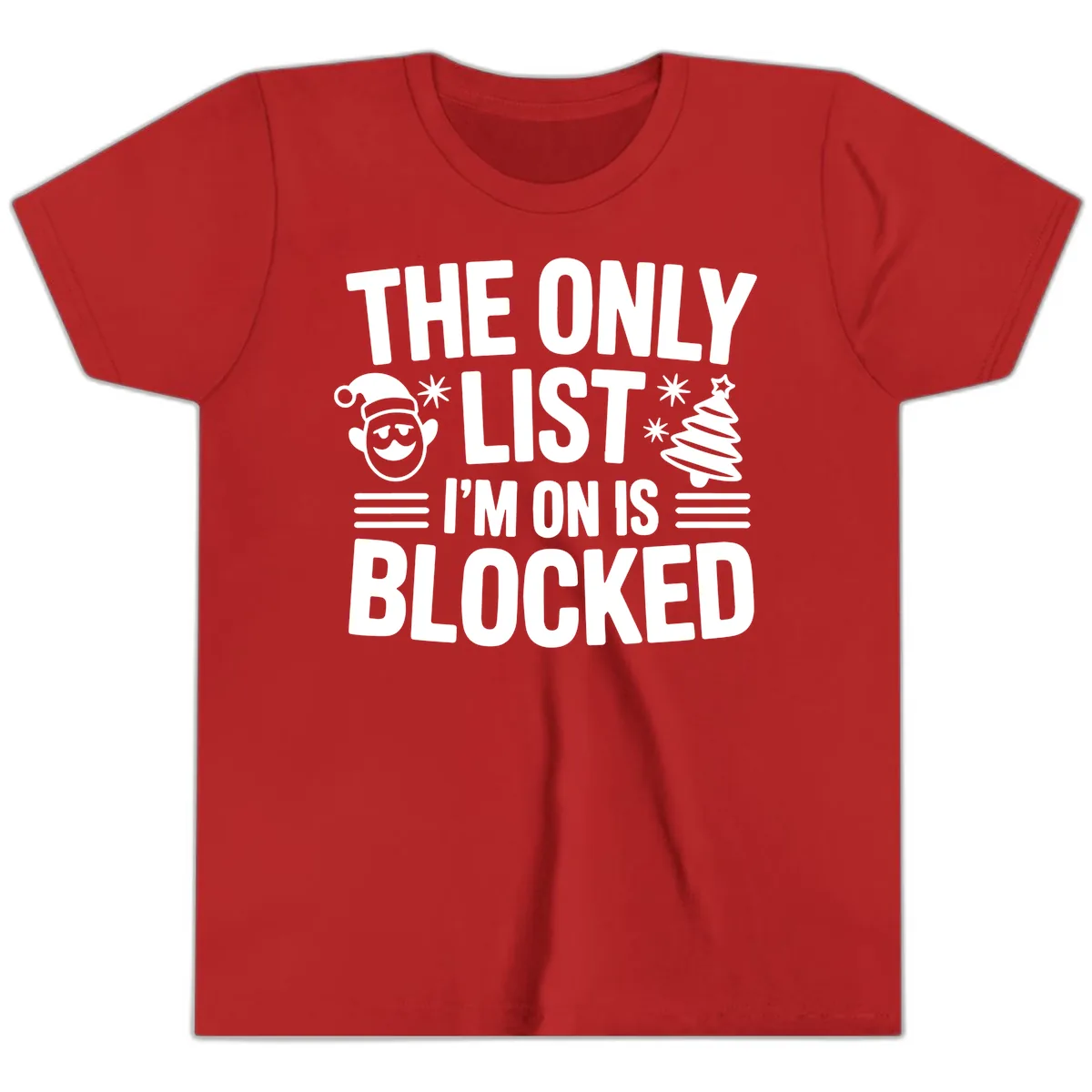 The Only List I'm On Is Blocked Youth T-Shirt in Red