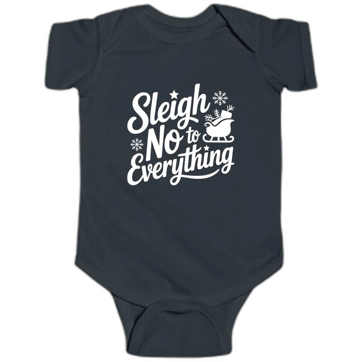 Sleigh No To Everything Design Baby Onesie in Black