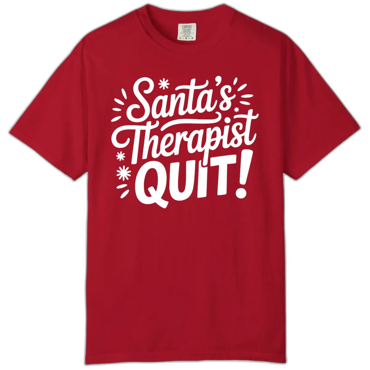 Santa's Therapist Quit Typography Comfort Color in Red