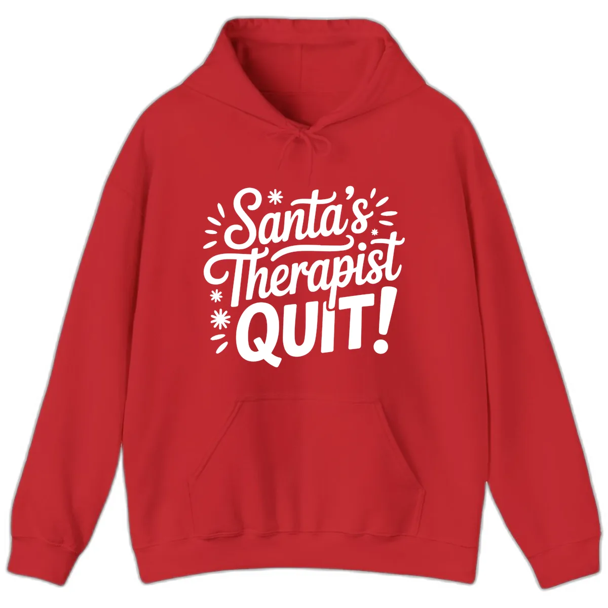 Santa's Therapist Quit Typography Hoodie in Red