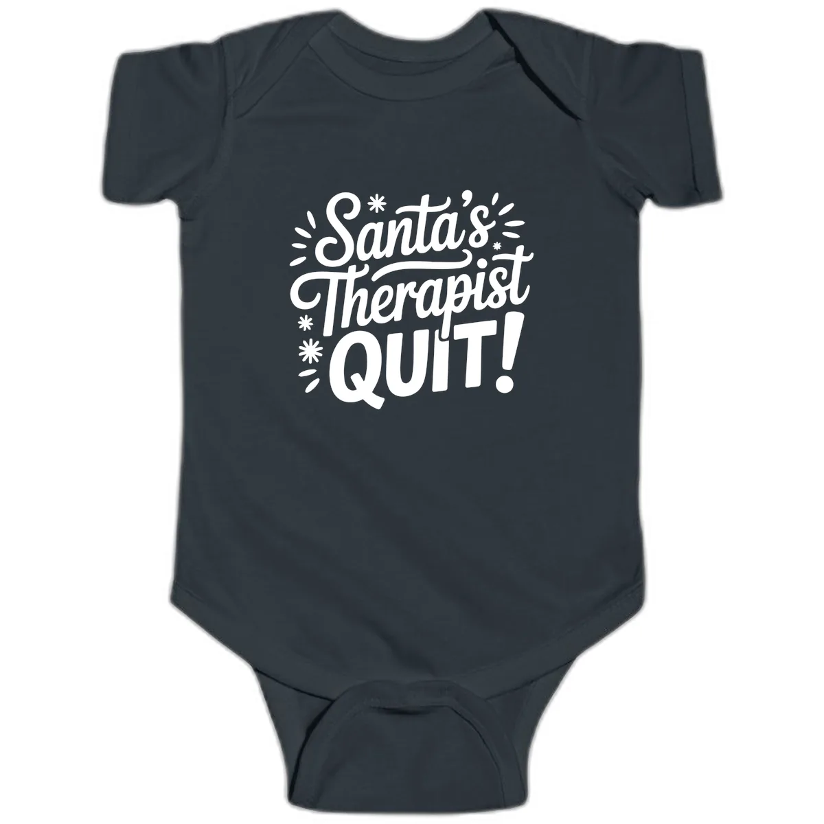 Santa's Therapist Quit Typography Baby Onesie in Black