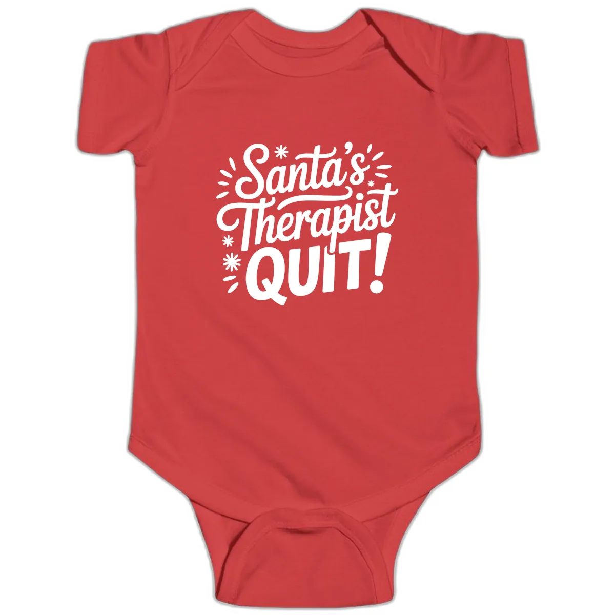 Santa's Therapist Quit Typography Baby Onesie in Red