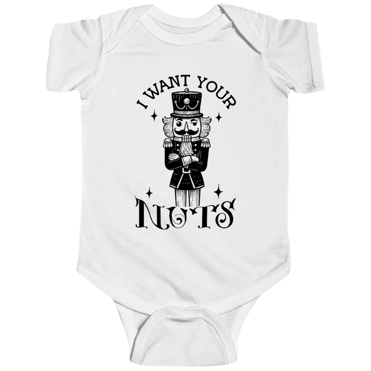 Nutcracker I Want Your Nuts Baby Onesie in White