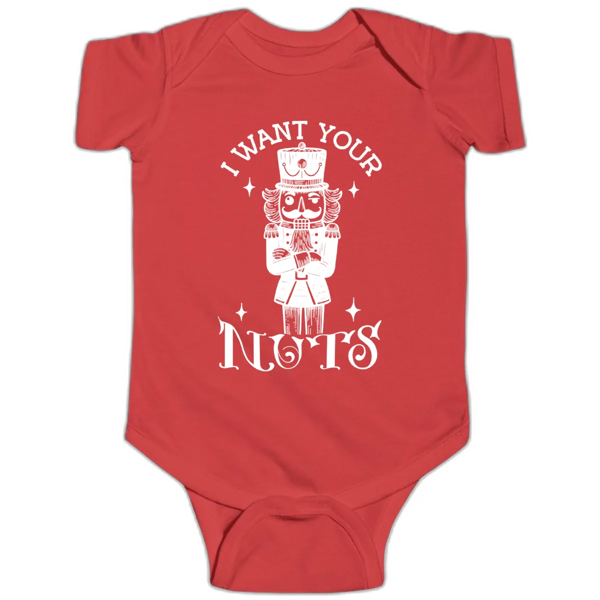 Nutcracker I Want Your Nuts Baby Onesie in Red