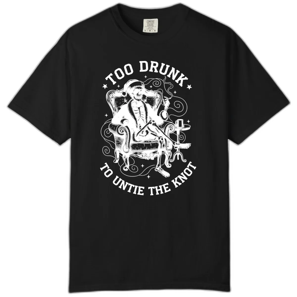 Too Drunk To Untie The Knot Comfort Color in Black