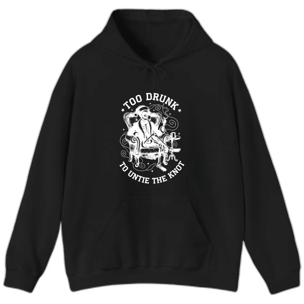 Too Drunk To Untie The Knot Hoodie in Black