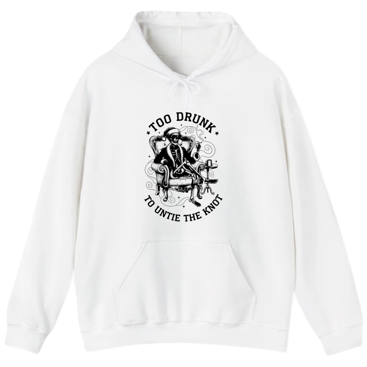 Too Drunk To Untie The Knot Hoodie in White