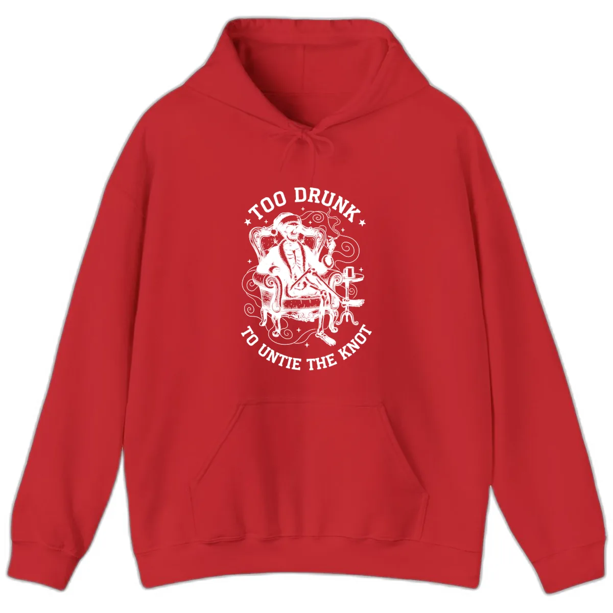 Too Drunk To Untie The Knot Hoodie in Red