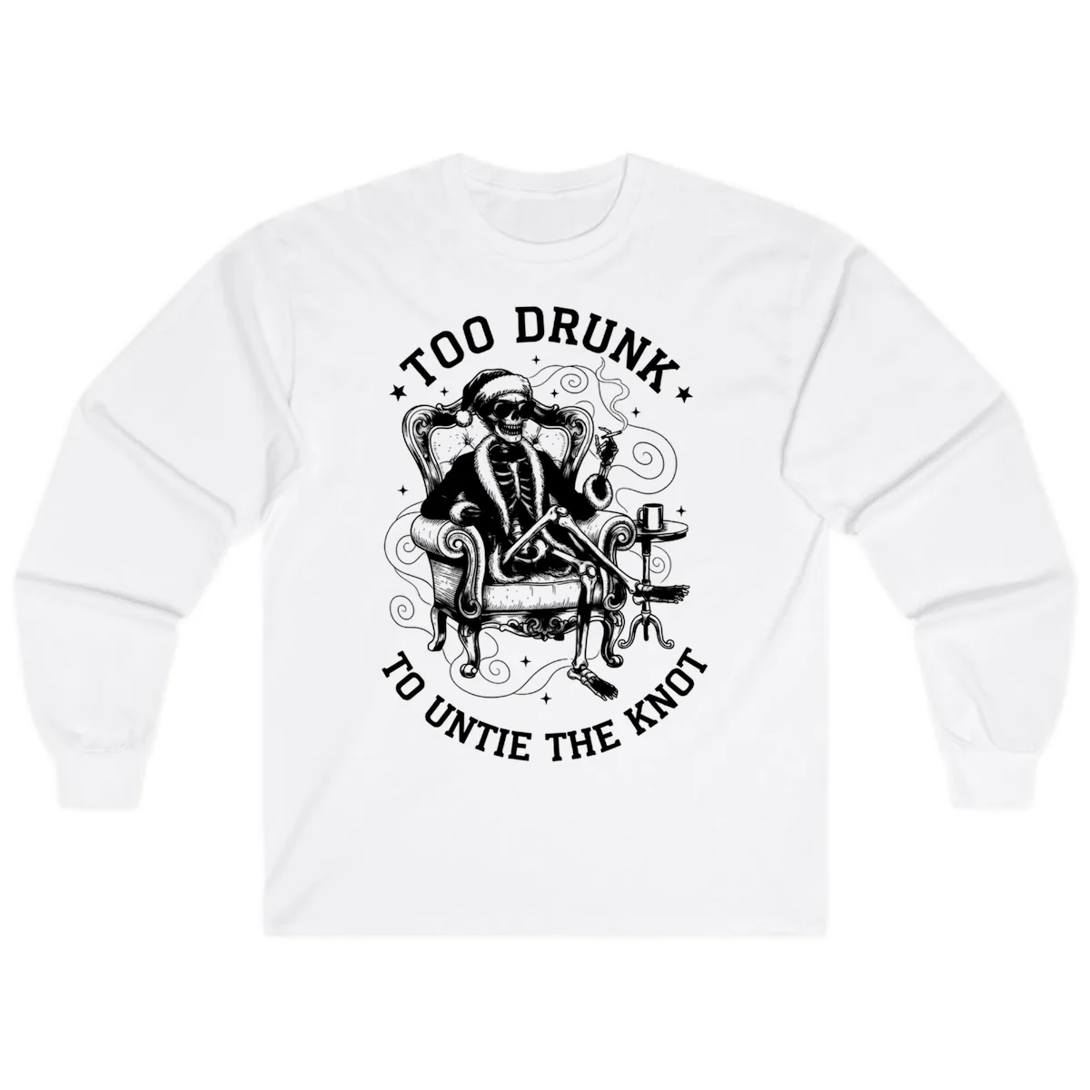 Too Drunk To Untie The Knot Long Sleeve in White