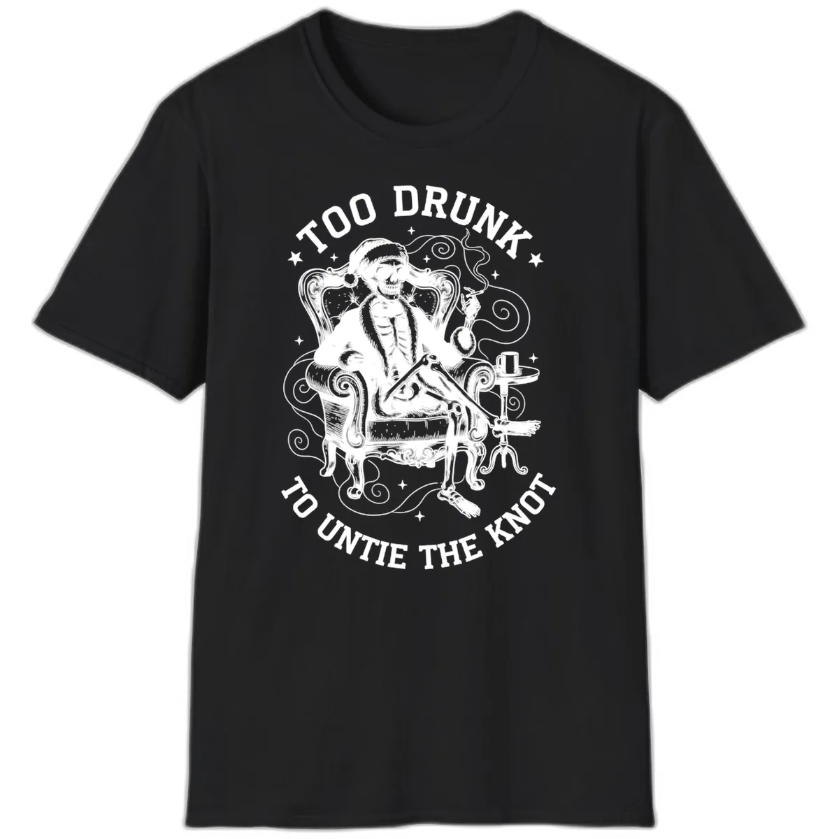 Too Drunk To Untie The Knot T-Shirt in Black