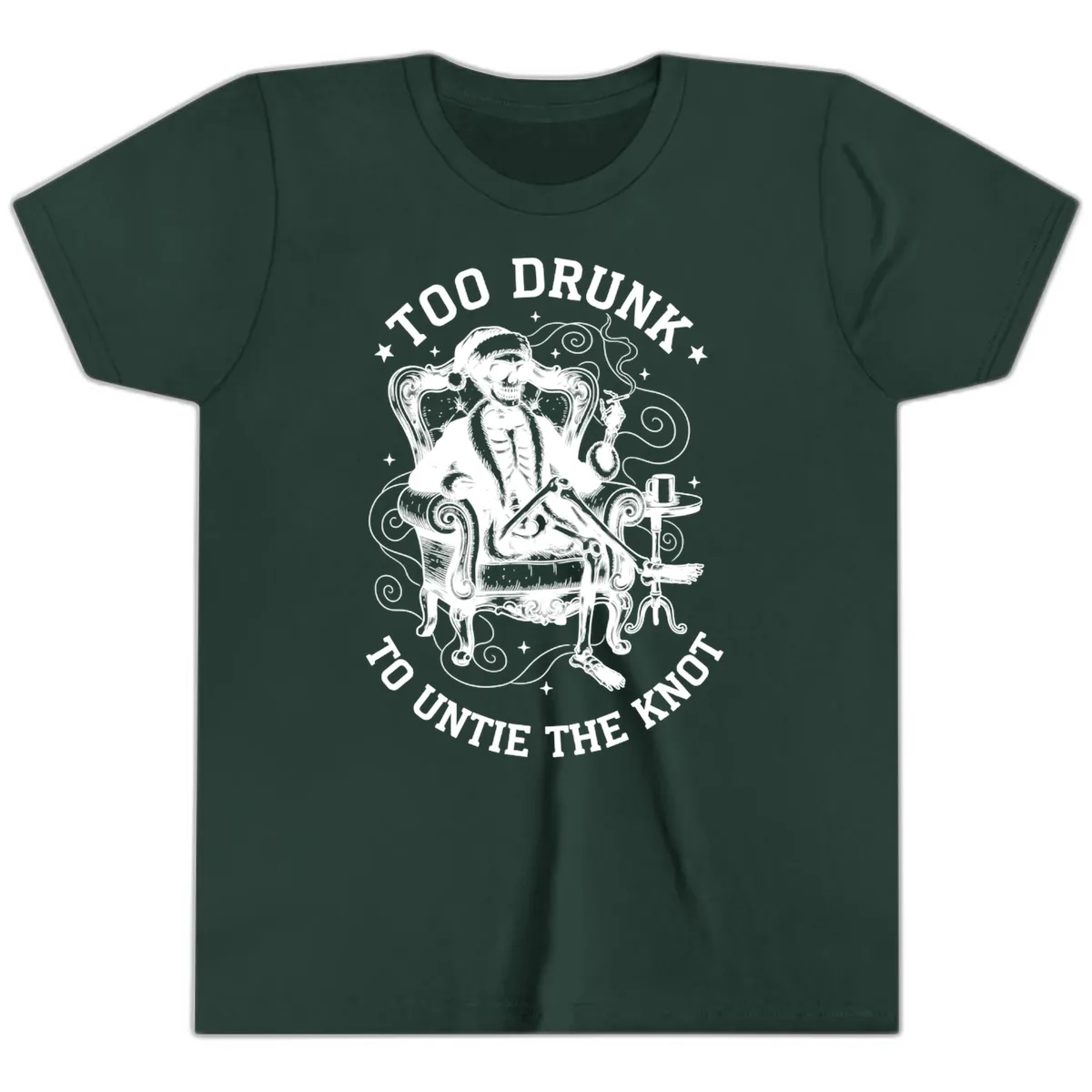 Too Drunk To Untie The Knot Youth T-Shirt in Forest