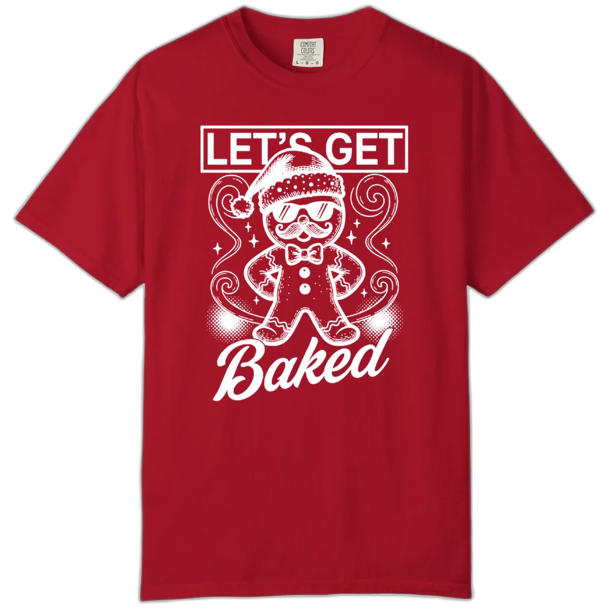 Gingerbread Man "Let's Get Baked" Comfort Color in Red