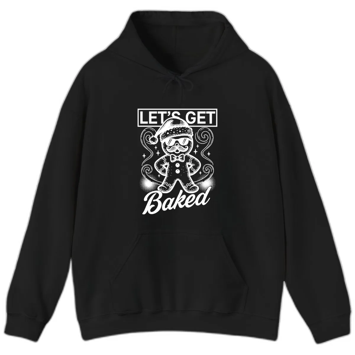 Gingerbread Man "Let's Get Baked" Hoodie in Black