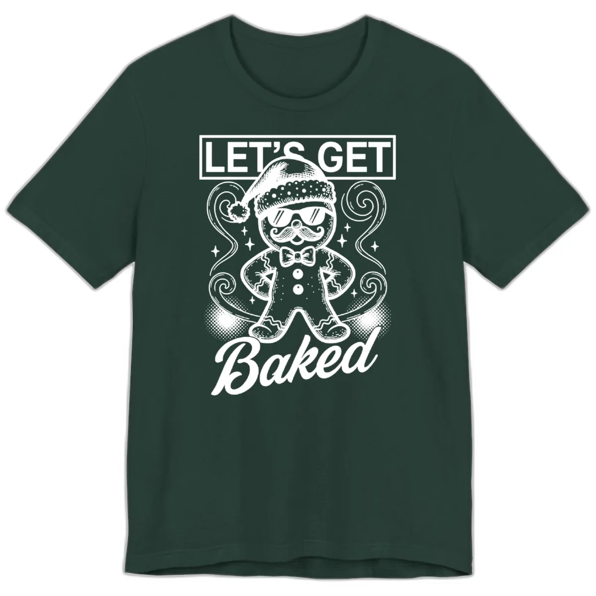 Gingerbread Man "Let's Get Baked" Premium T-Shirt in Forest