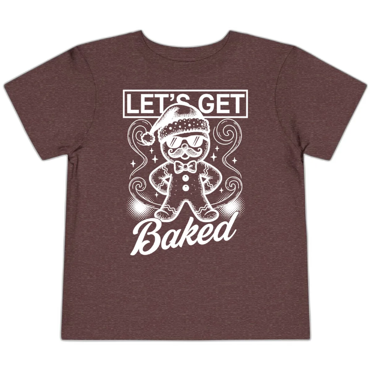 Gingerbread Man "Let's Get Baked" Toddler T-Shirt in Heather Maroon