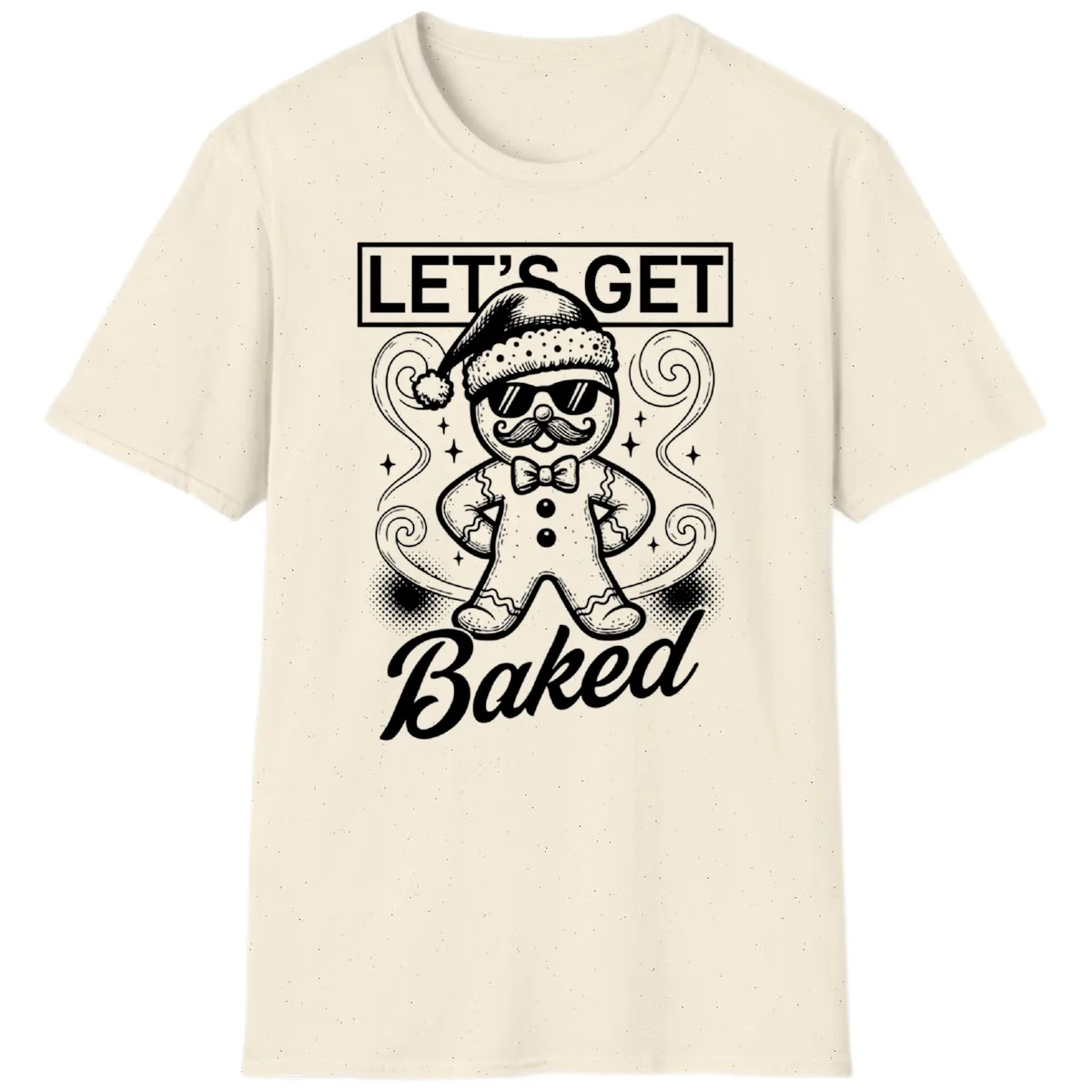 Gingerbread Man "Let's Get Baked" T-Shirt in Natural