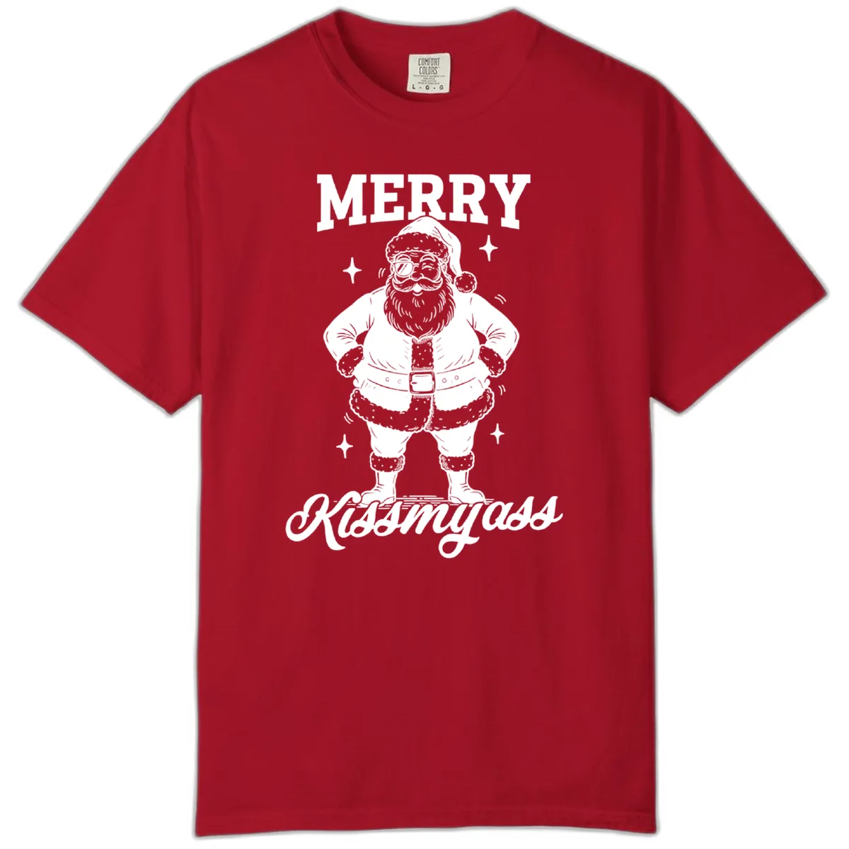 Merry Kiss My Ass Santa Illustration Comfort Color in Red