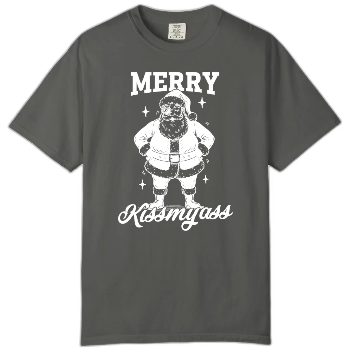 Merry Kiss My Ass Santa Illustration Comfort Color in Pepper