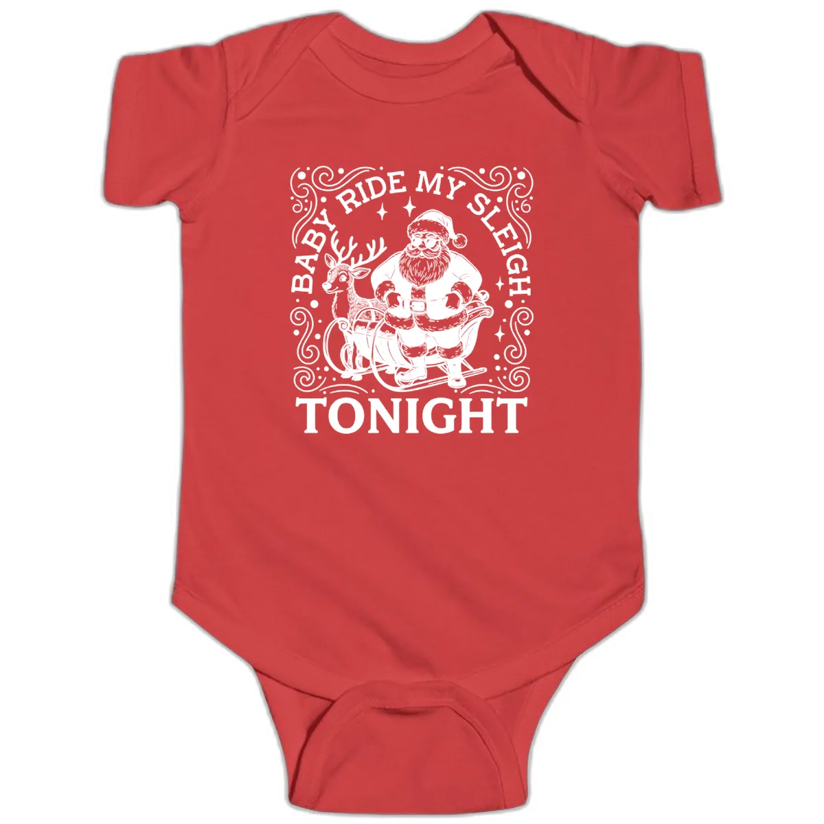 Baby Ride My Sleigh Tonight Baby Onesie in Red