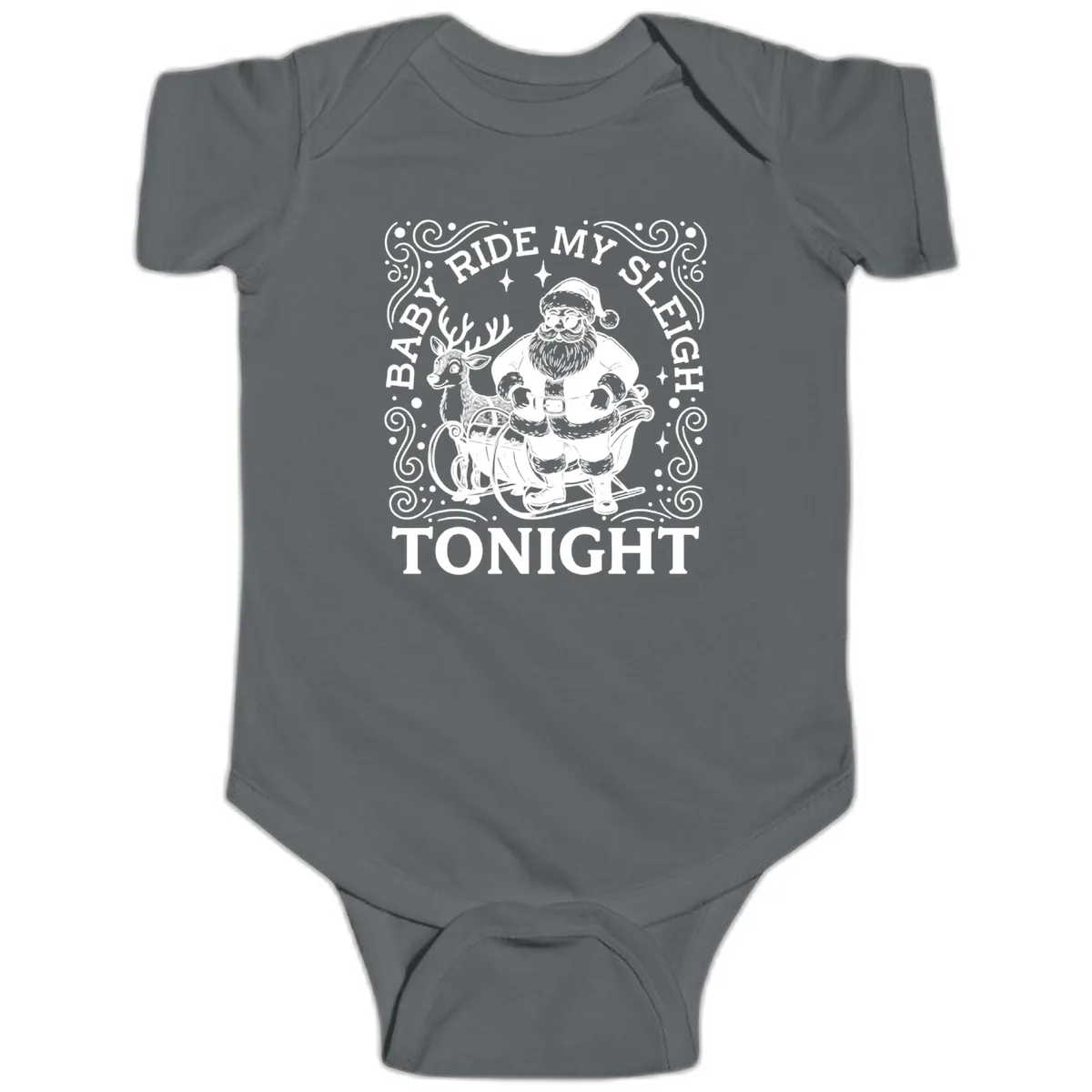 Baby Ride My Sleigh Tonight Baby Onesie in Charcoal