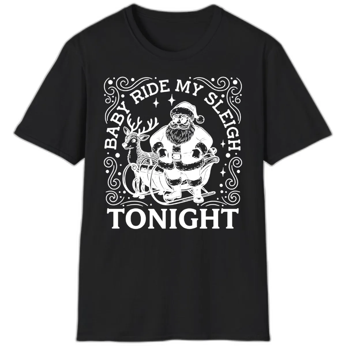 Baby Ride My Sleigh Tonight T-Shirt in Black
