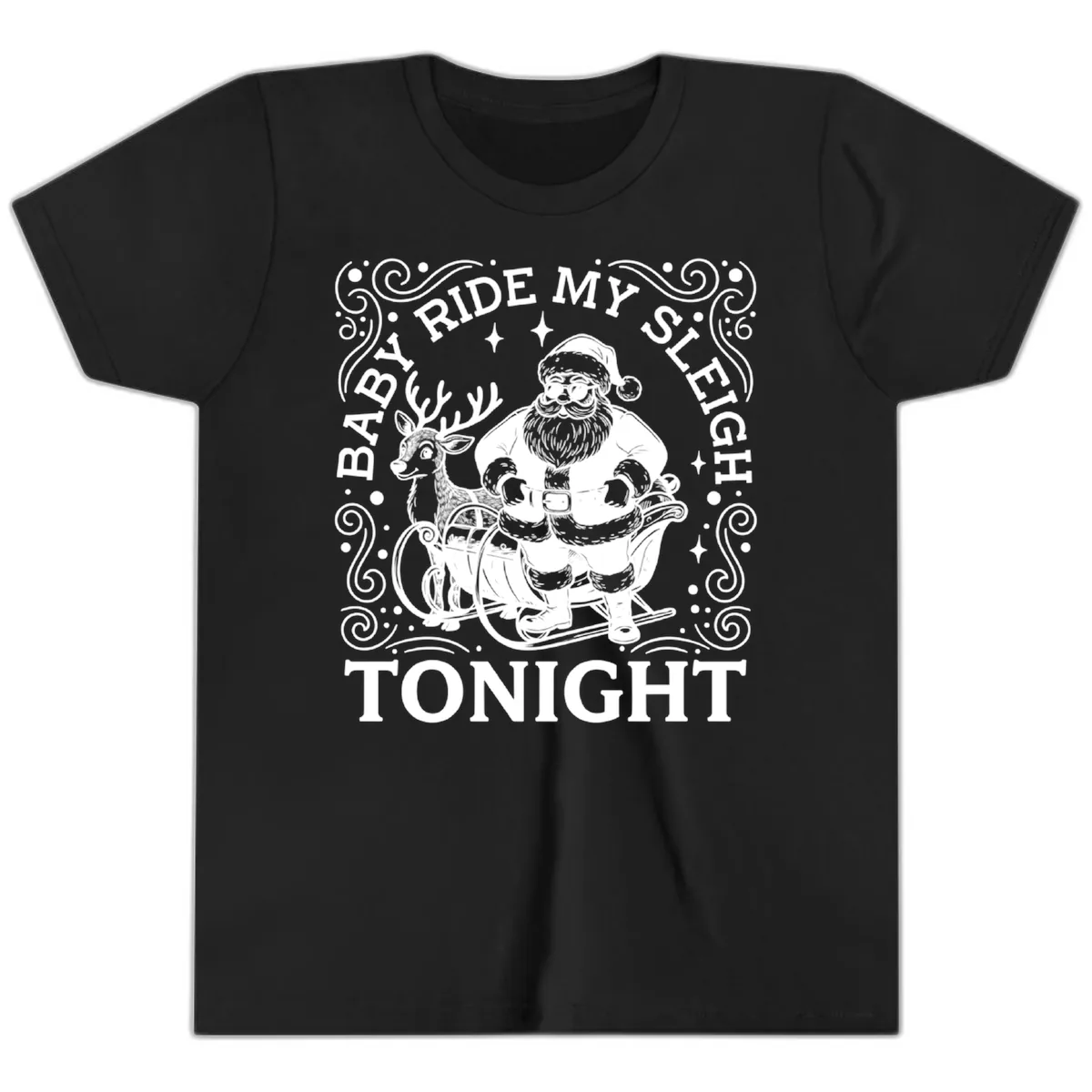 Baby Ride My Sleigh Tonight Youth T-Shirt in Black