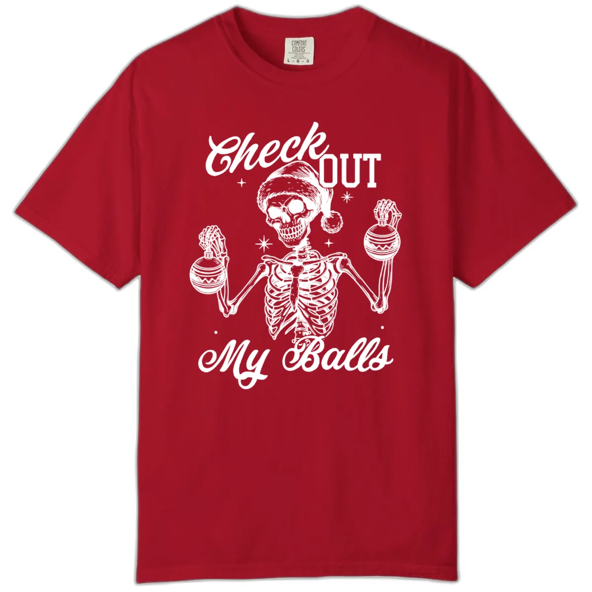 Check Out My Balls Skeleton Design Comfort Color in Red