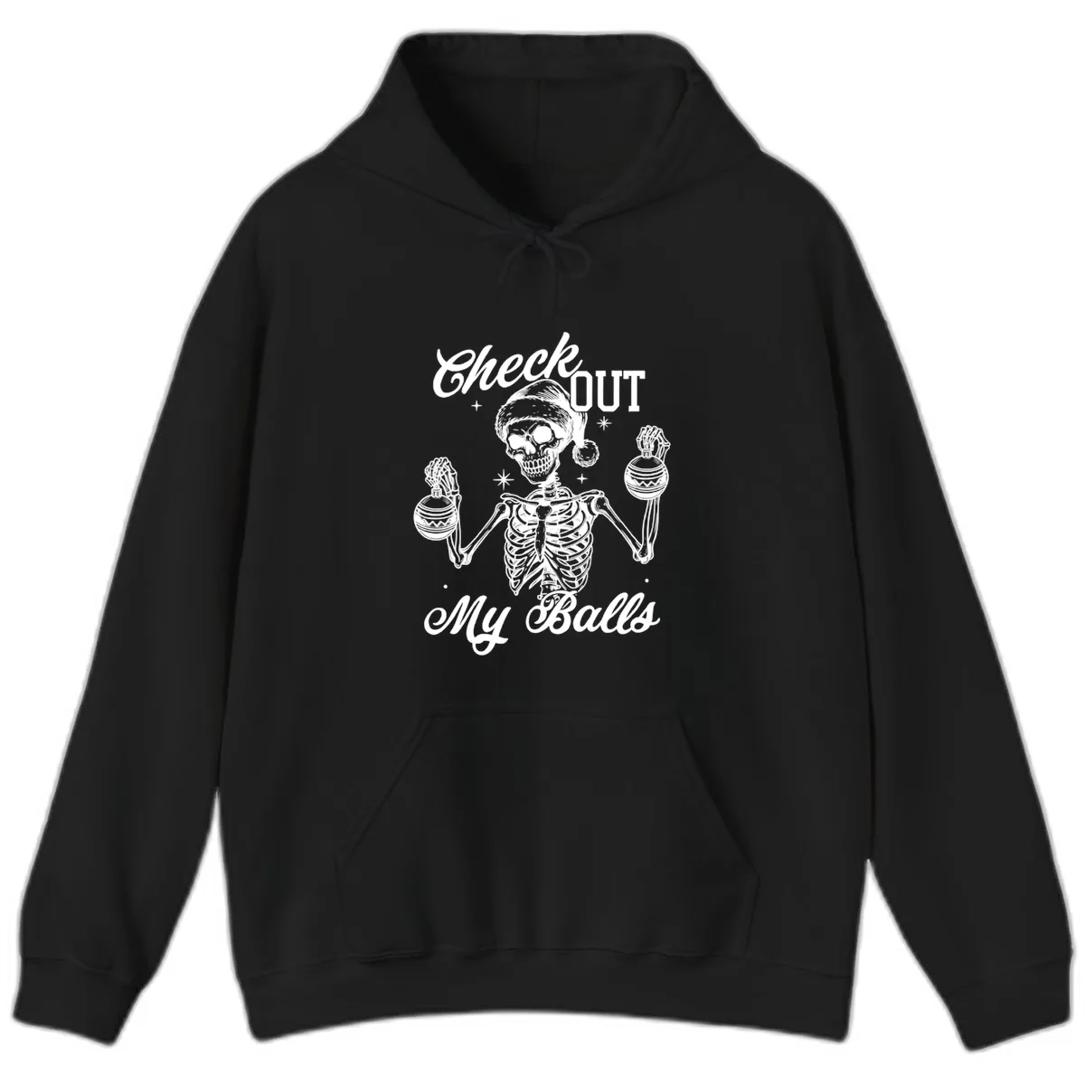 Check Out My Balls Skeleton Design Hoodie in Black