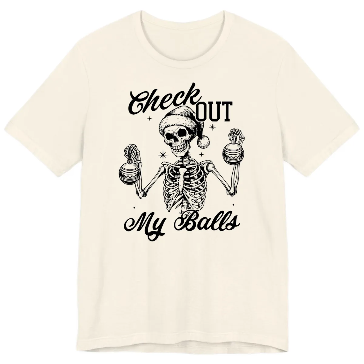 Check Out My Balls Skeleton Design Premium T-Shirt in Natural