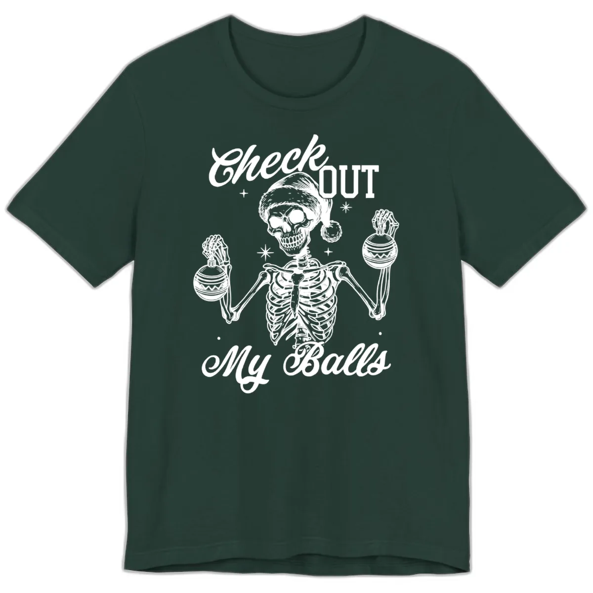Check Out My Balls Skeleton Design Premium T-Shirt in Forest