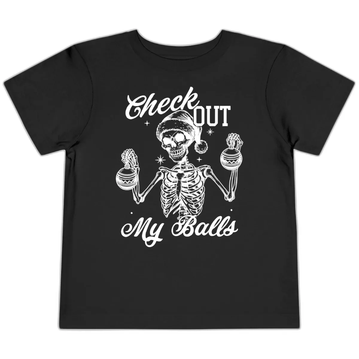 Check Out My Balls Skeleton Design Toddler T-Shirt in Black