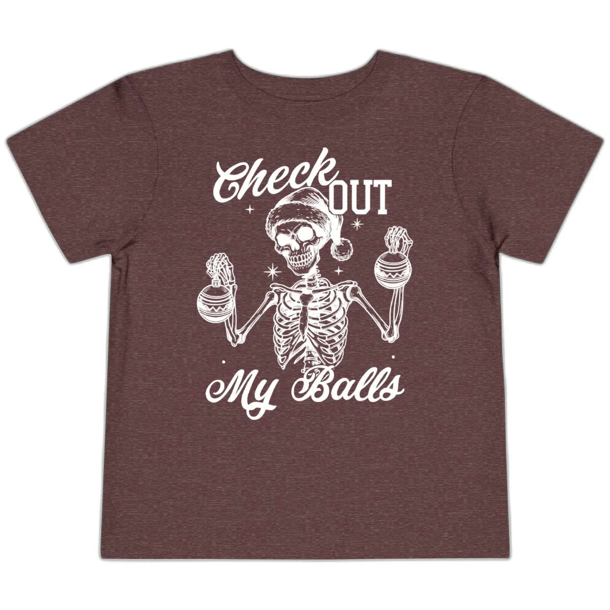 Check Out My Balls Skeleton Design Toddler T-Shirt in Heather Maroon