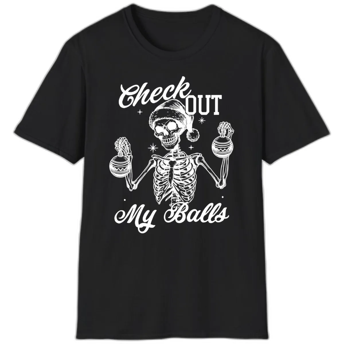 Check Out My Balls Skeleton Design T-Shirt in Black