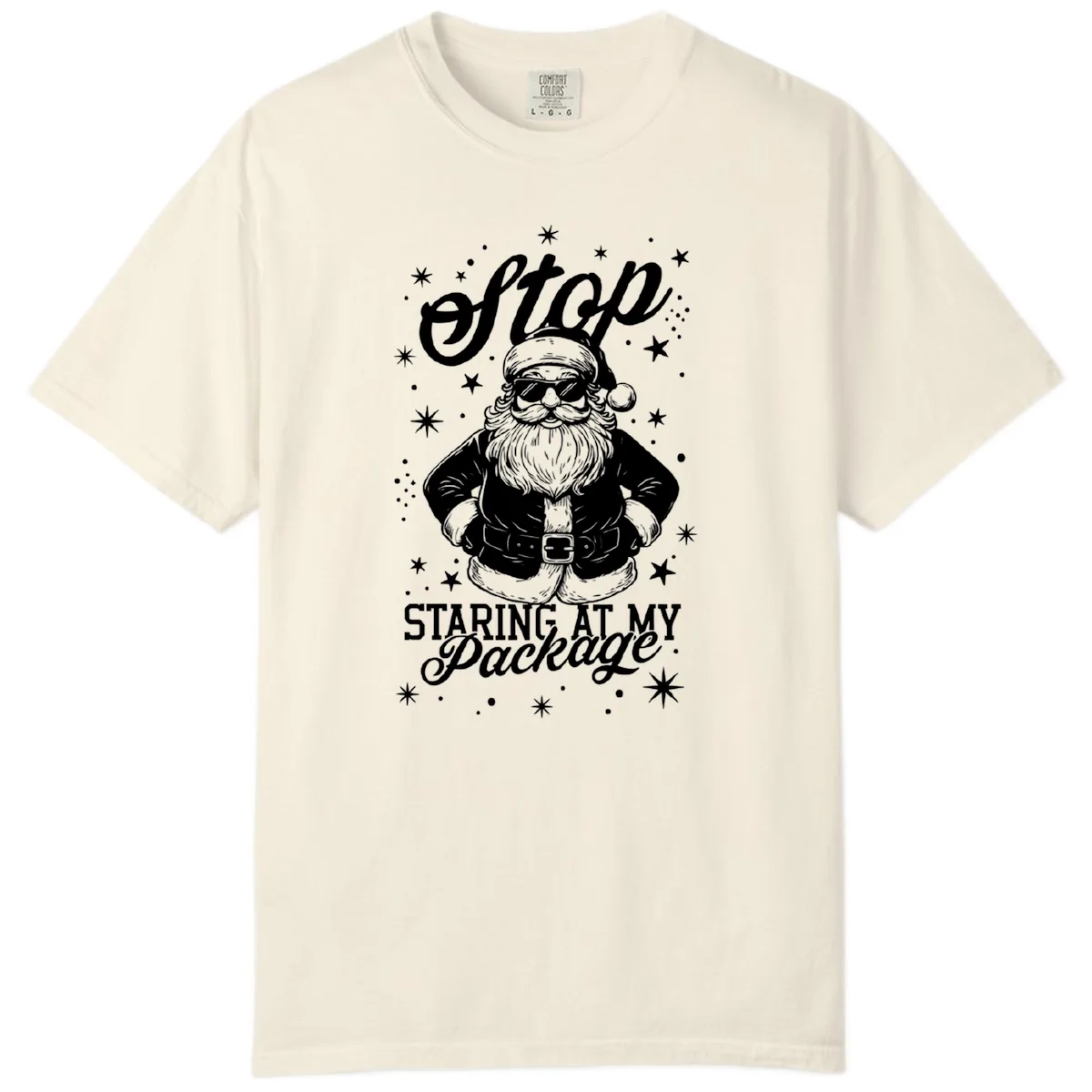 Santa's Package Christmas Graphic Comfort Color in Ivory