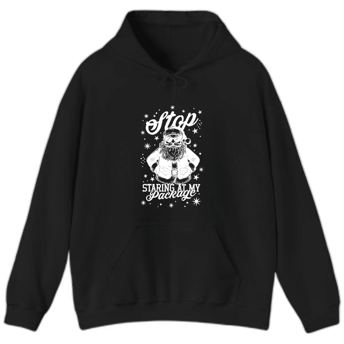 Santa's Package Christmas Graphic Hoodie in Black