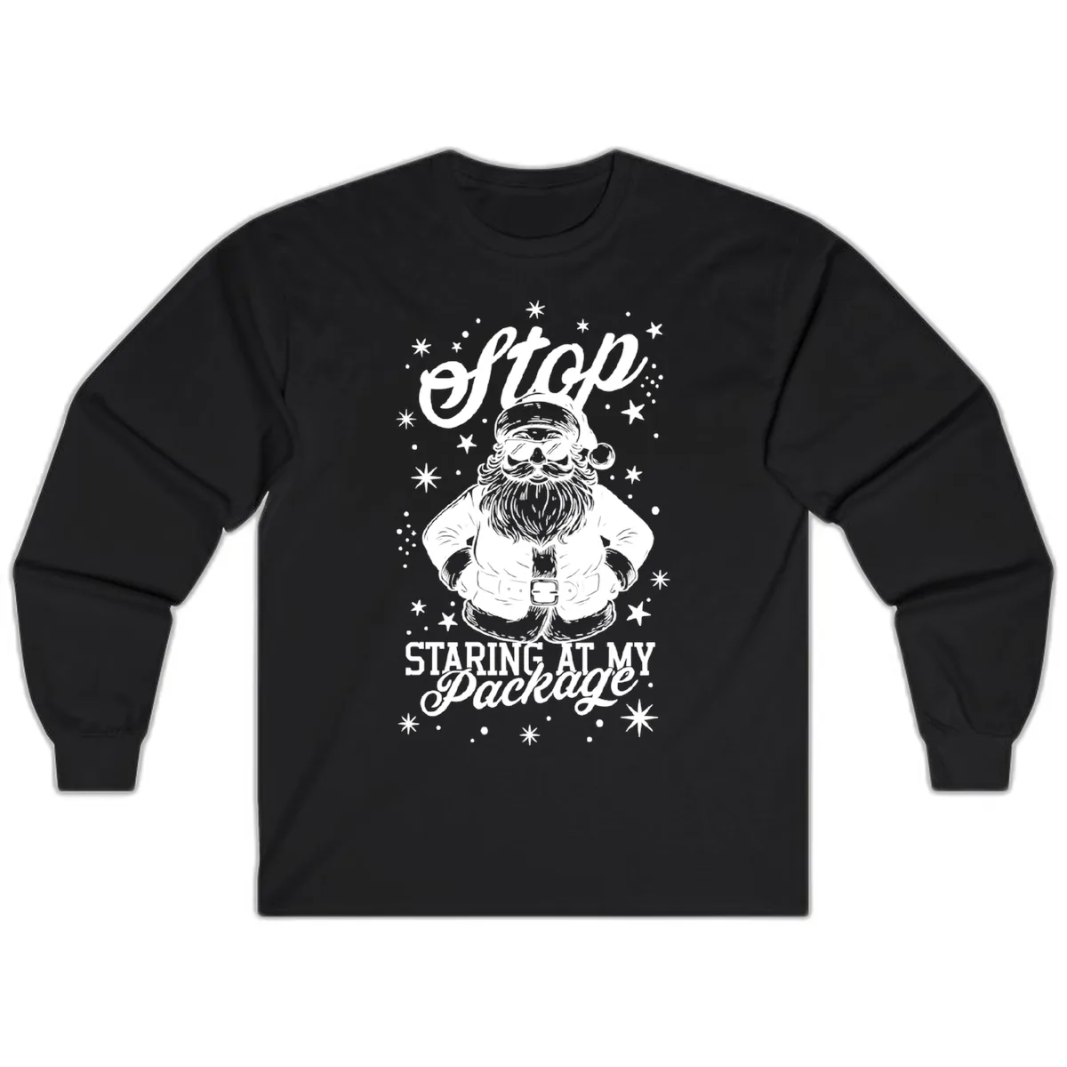 Santa's Package Christmas Graphic Long Sleeve in Black