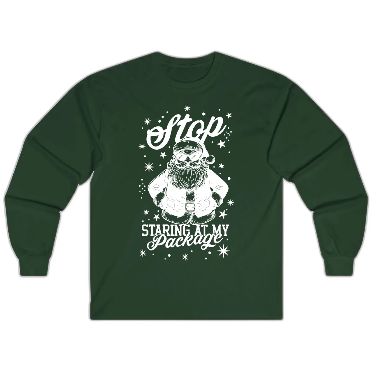 Santa's Package Christmas Graphic Long Sleeve in Forest Green