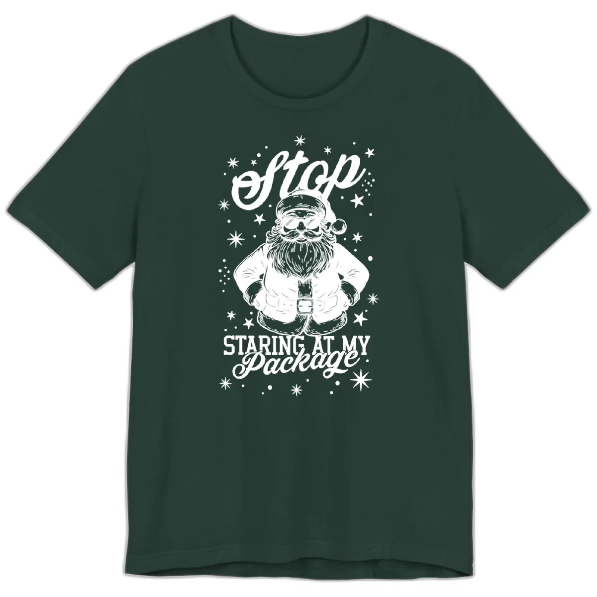 Santa's Package Christmas Graphic Premium T-Shirt in Forest