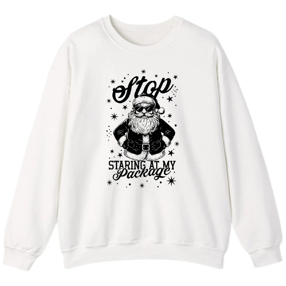 Santa's Package Christmas Graphic Sweatshirt in White